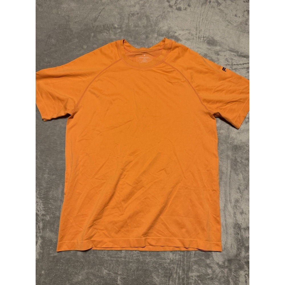 Fabletics Shirt Men's Size Large Neon Orange Short Sleeve Athletic Tee
